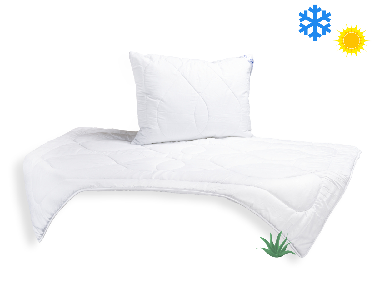 SET Přikrývka Aloe Vera 140x200cm celoroční 850g + Polštář UNICO® AloeVera 70x90cm 900g