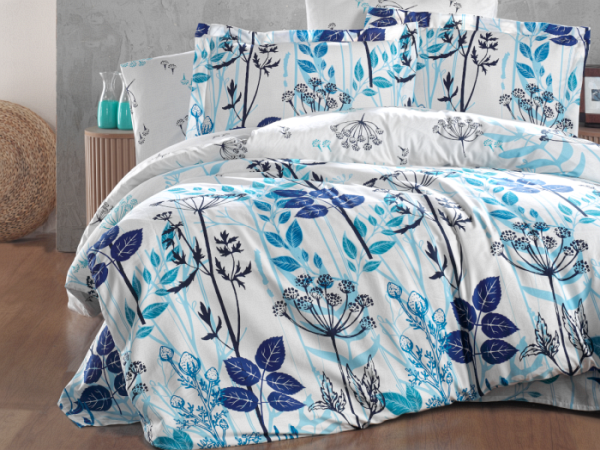 Saténový povlak na polštář Garden blue, rozměr: 30x40