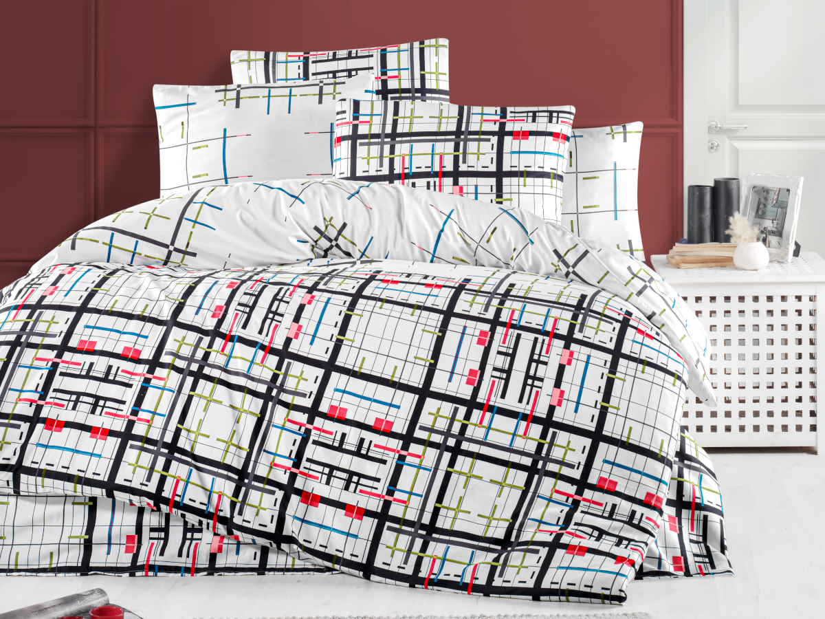 Saténový povlak na polštář Geometry, rozměr: 45x60