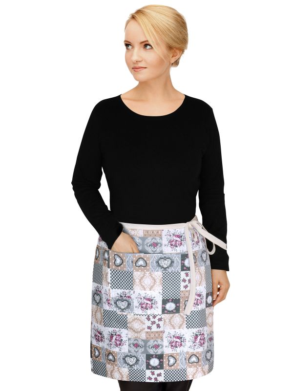 Kuchyňská zástěra do pasu patchwork love