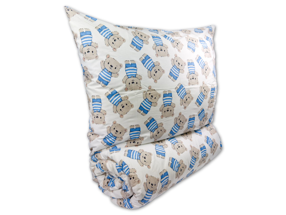 Bavlněné dětské povlečení do malé postýlky 90x135, 45x60 cm Medvídek, zapínání: zipový uzávěr