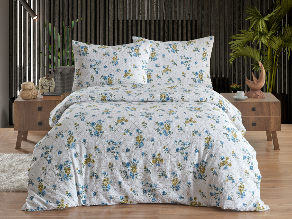 Povlečení krep 140x200, 70x90cm Olivie blue, zapínání: zipový uzávěr