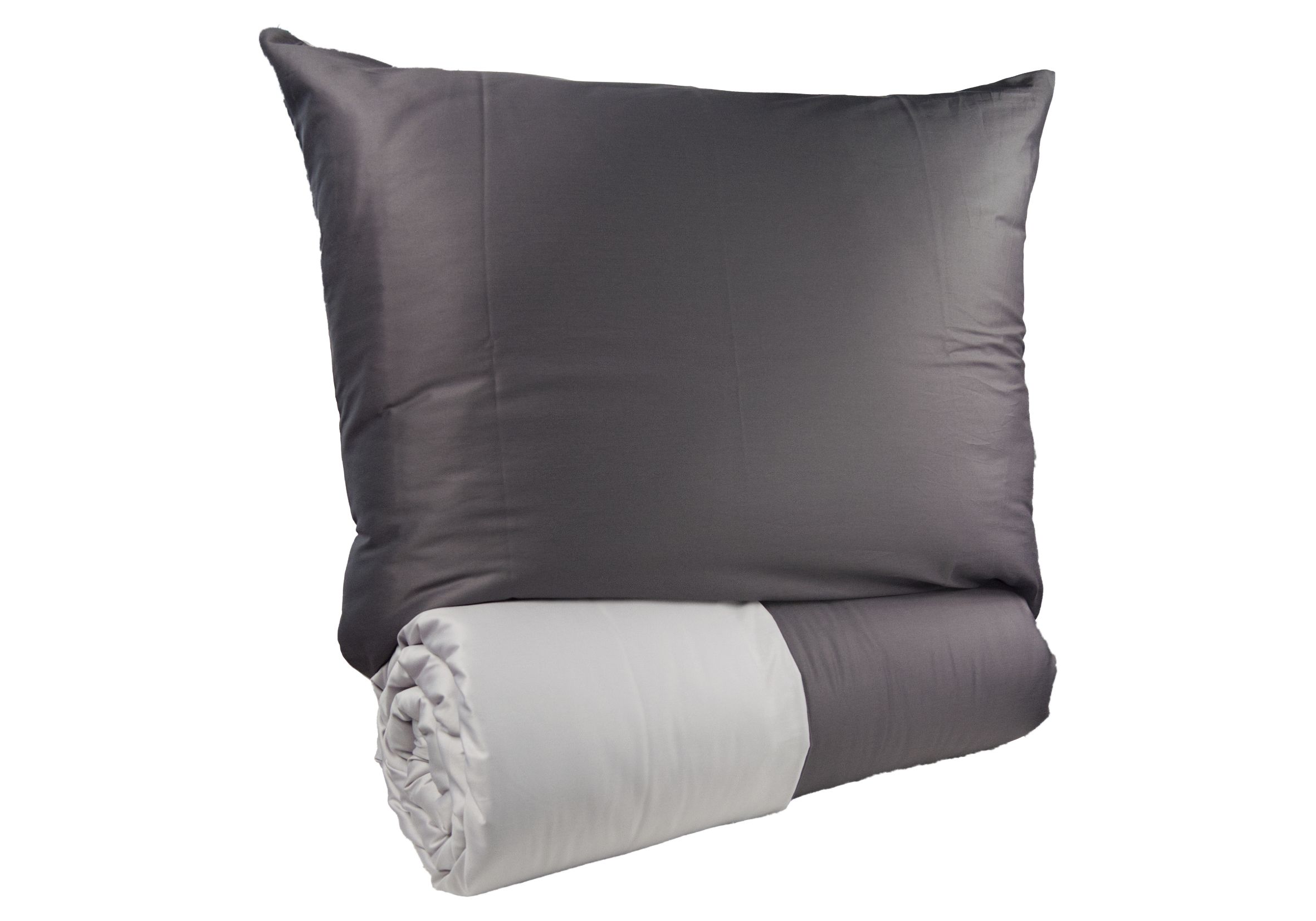 Francouzské povlečení Satén UNI DUO 240x200, 70x90cm antracit/světle šedá