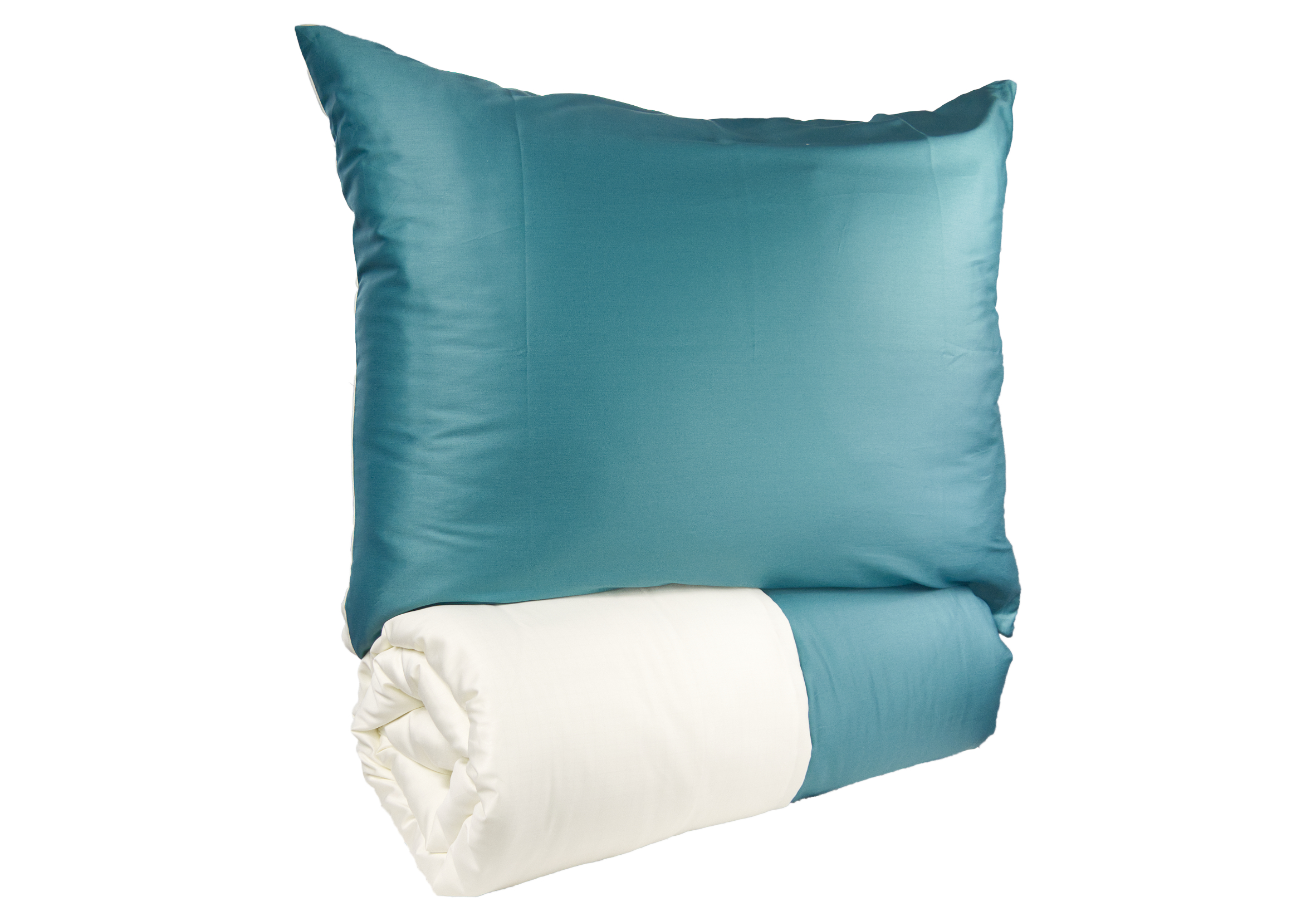 Francouzské povlečení Satén UNI DUO 240x220, 70x90cm petrol/smetanová