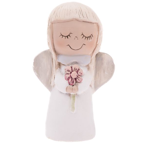 Anděl s kytičkou (sádra) - 12cm