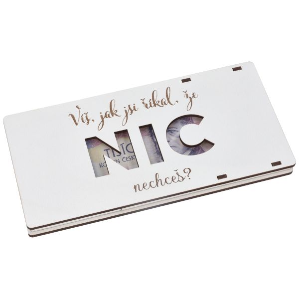 Dřevěná krabička na peníze bílá - NIC, 2/30