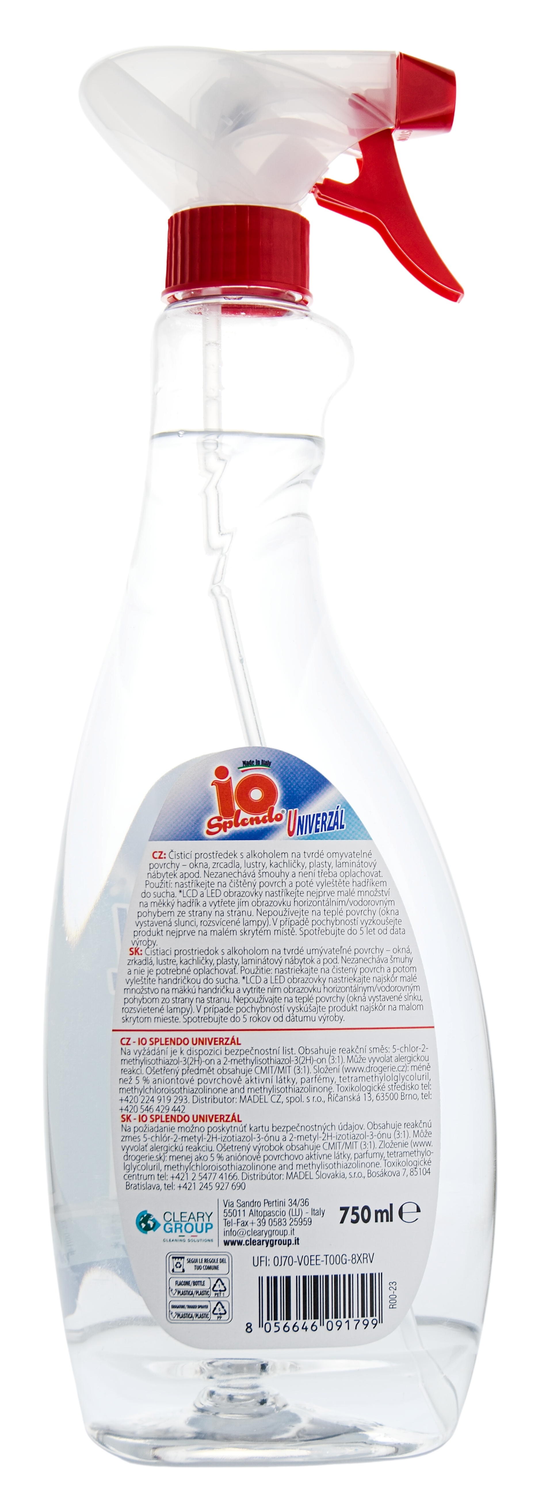 Čistič na skleněné povrchy Io Splendo Univerzál, 750 ml