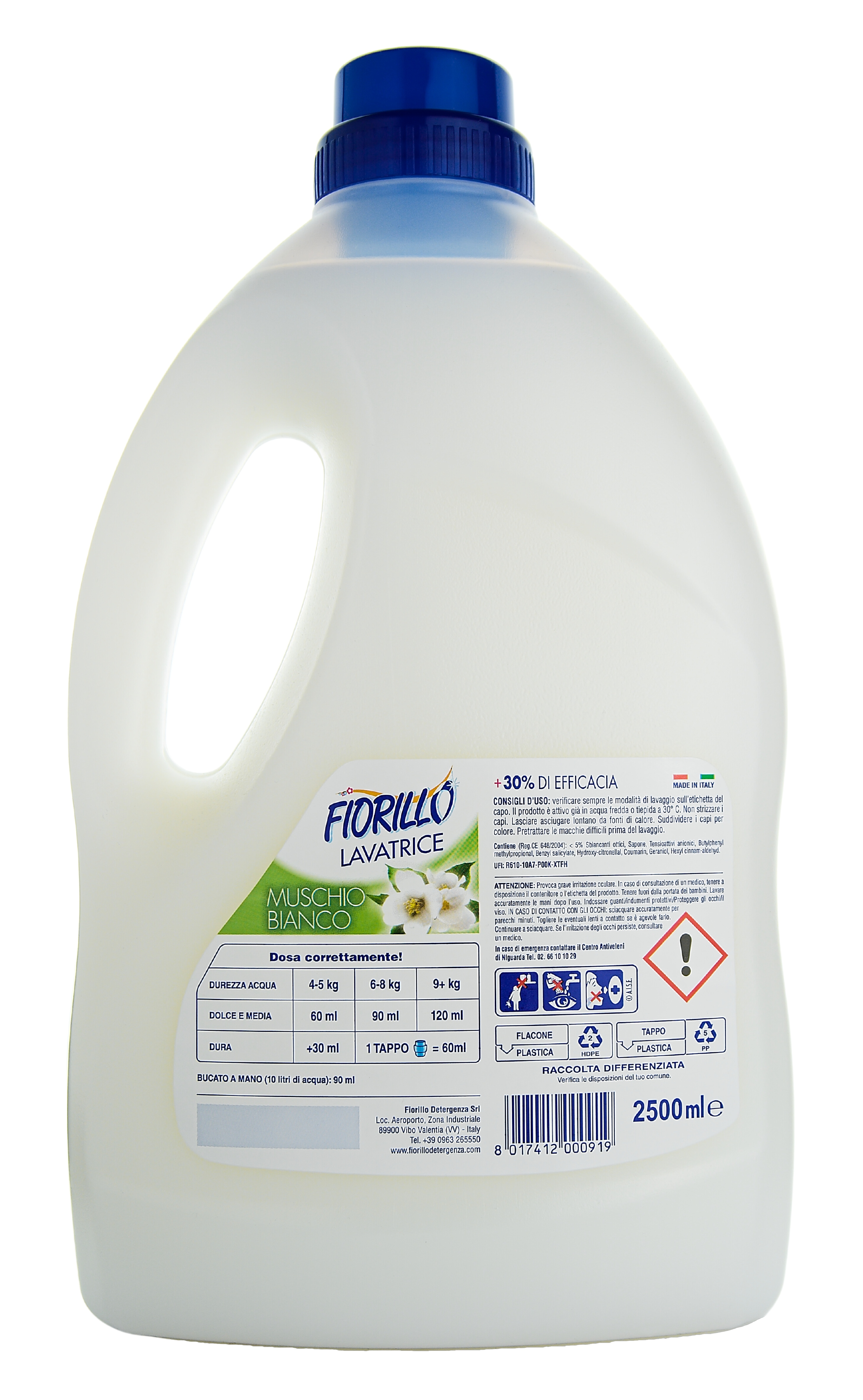 Prací gel Fiorillo universální Lavatrice Muschio Bianco, s vůní bílého pyžma, 2,5 l (42 dávek)