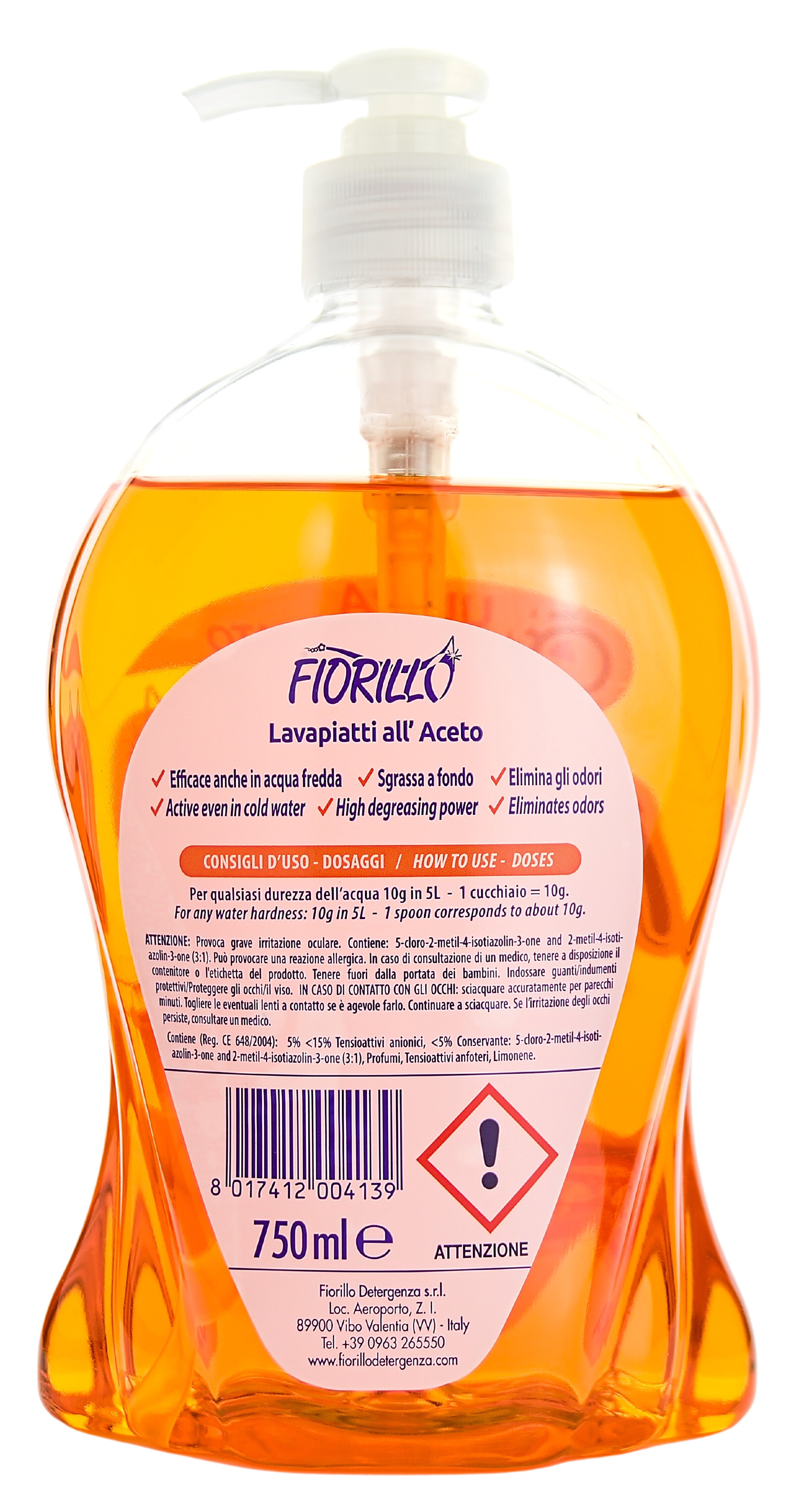 Prostředek na nádobí Fiorillo Piatti Aceto Ultra Concentrato, ultra koncentrát, 750 ml