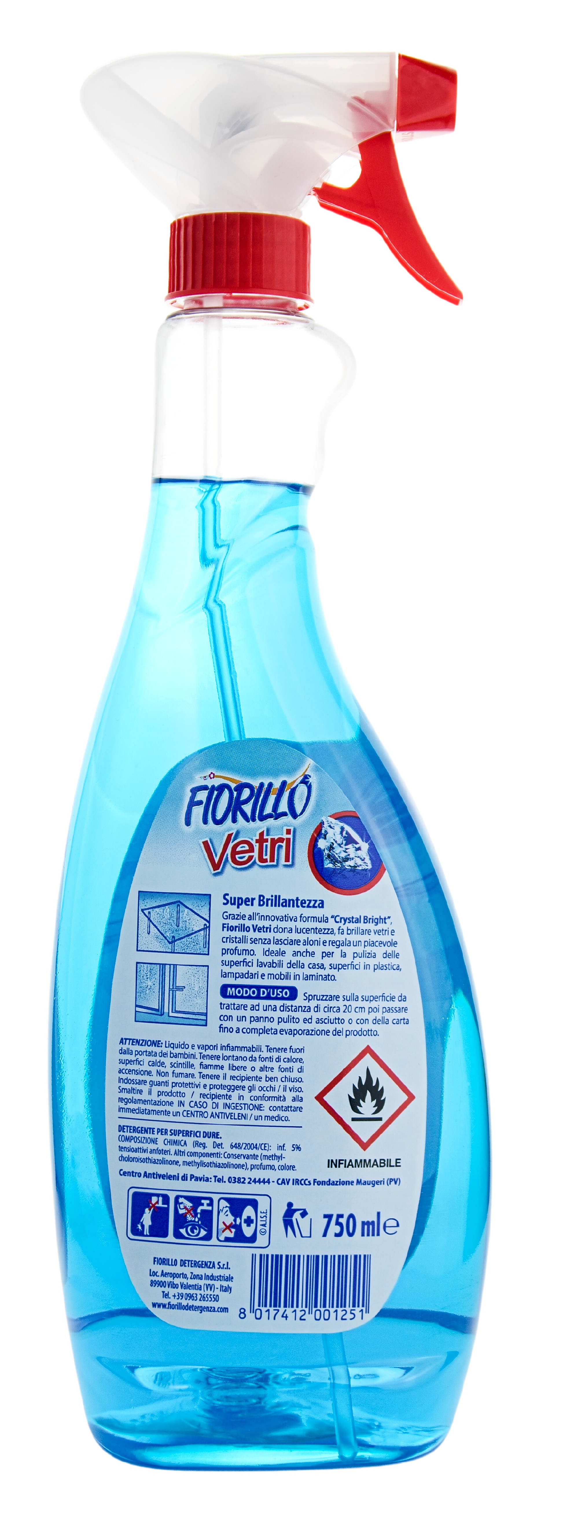 Čistič na skleněné povrchy Fiorillo Vetri, 750 ml