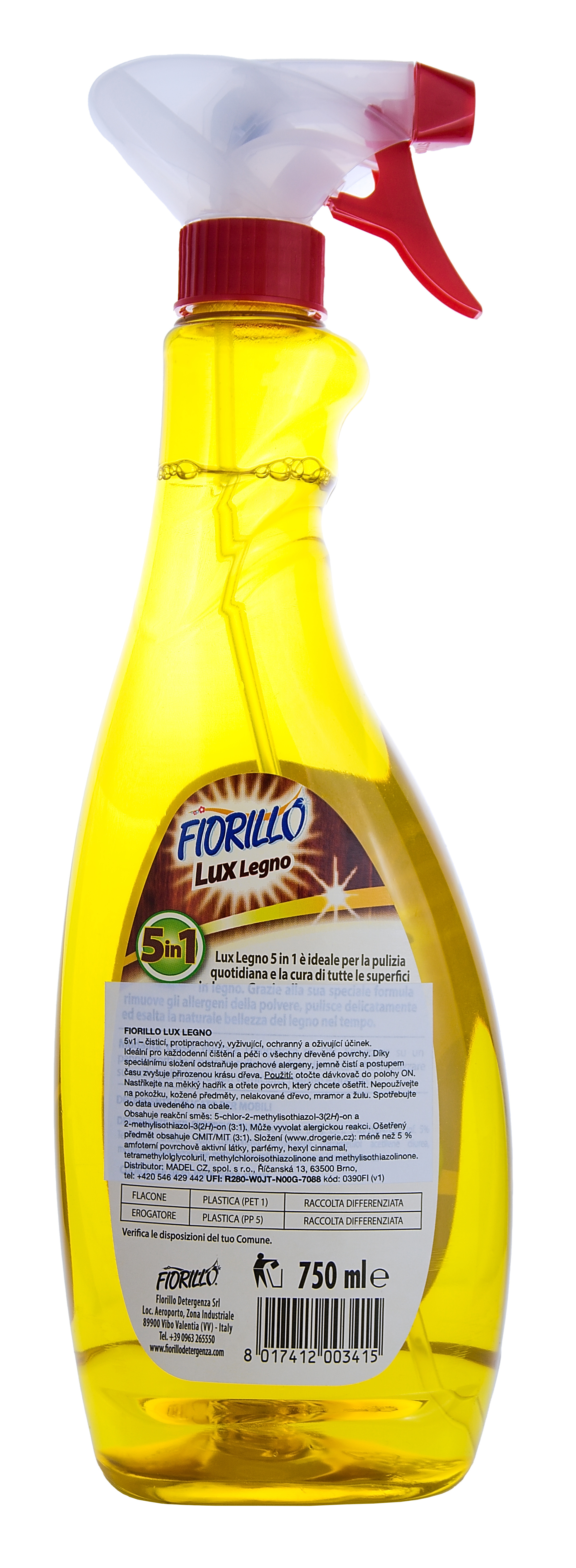 Čistič na nábytek 5v1 Fiorillo Lux Legno, 750 ml