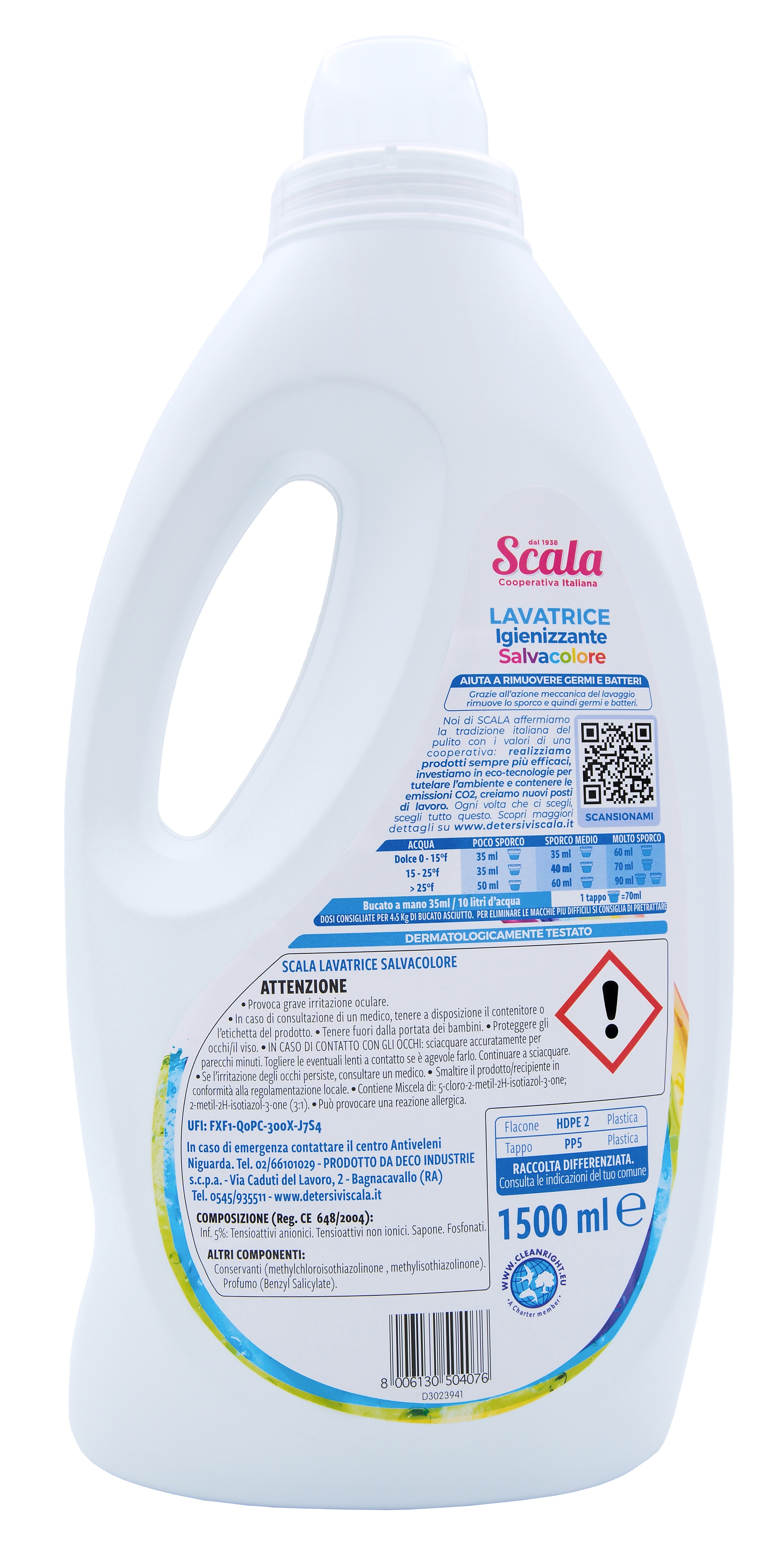 Prací gel Scala Lavatrice Salvacolore, rozjasňující barvy, s vůní květin 1,5 l (37 dávek)