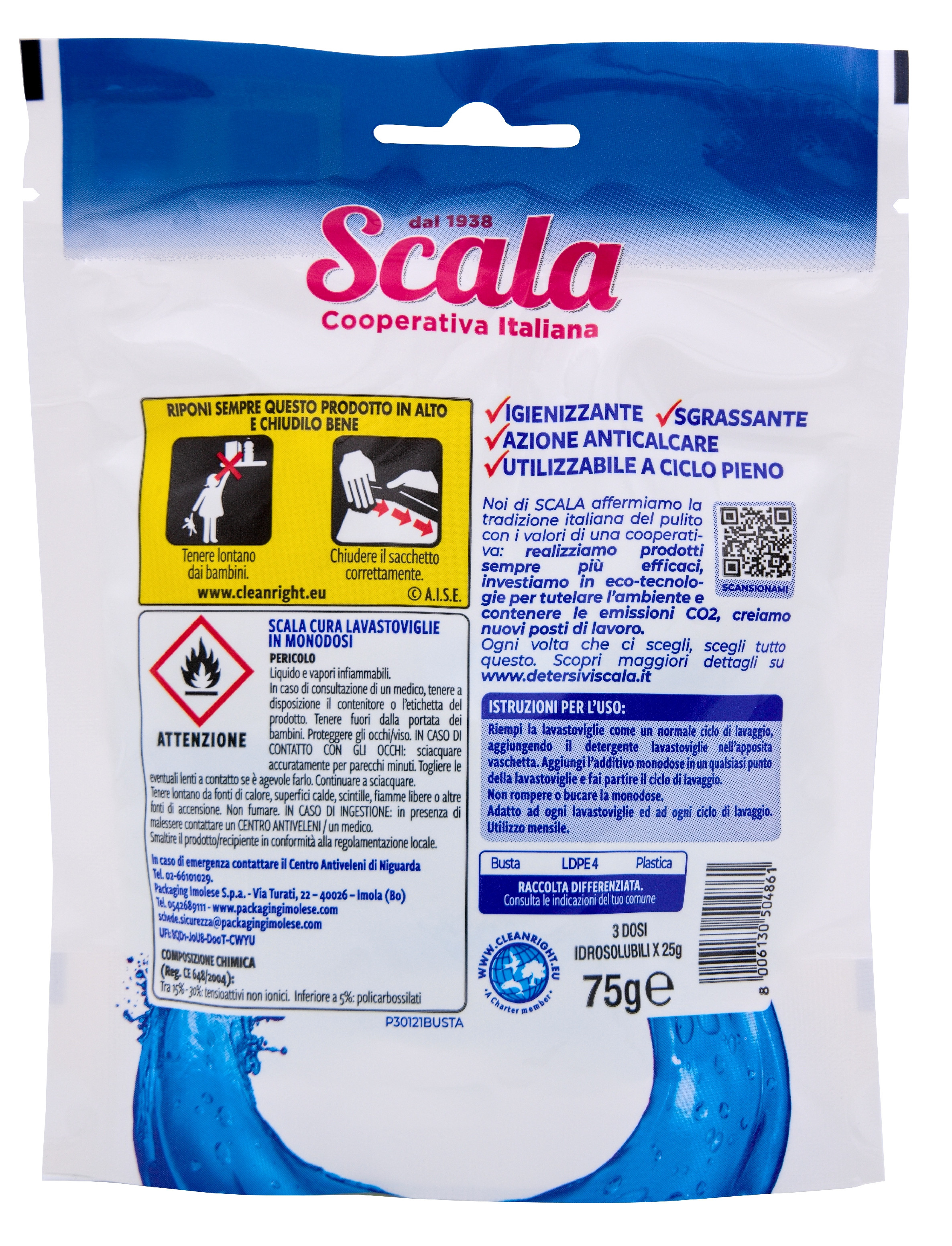 Tablety na čištění myčky Scala Cura Lavastoviglie In Monodosi, 3x25g
