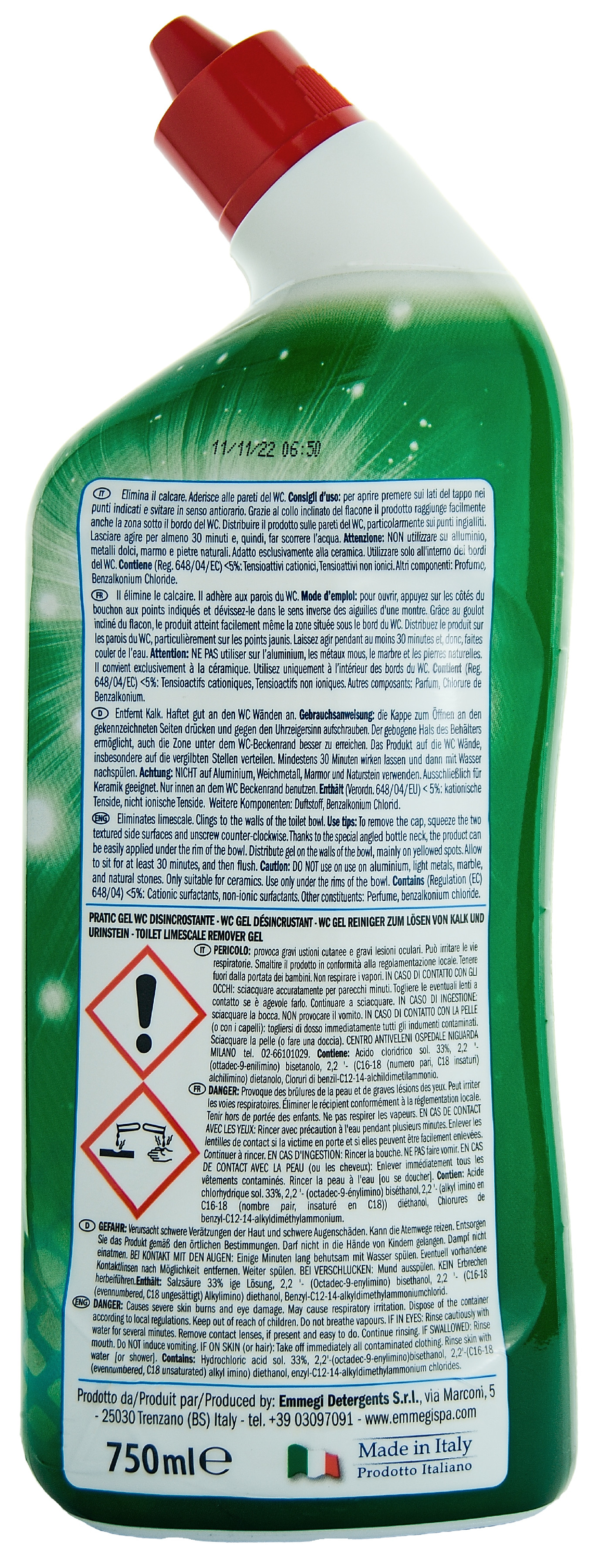 Čistič na WC Pratic Gel WC Disincrostante 750 ml