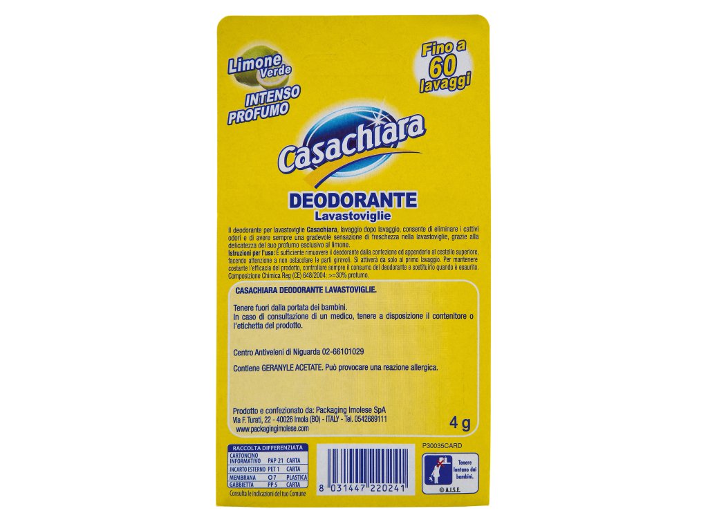 Osvěžovač myčky Casachiara Deodorante Lavastoviglie Limone Verde, s vůní citronu