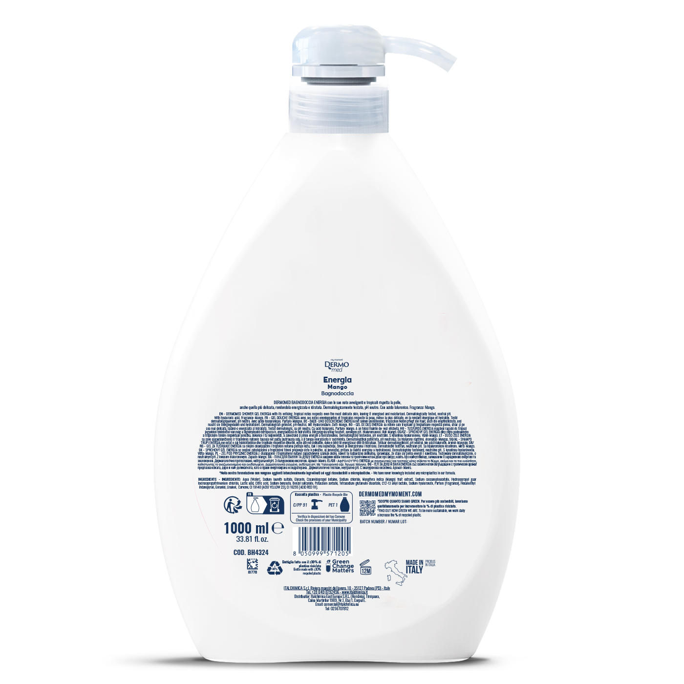Sprchový gel Dermomed Bagnodoccia Energia, s vůní manga, 1 l