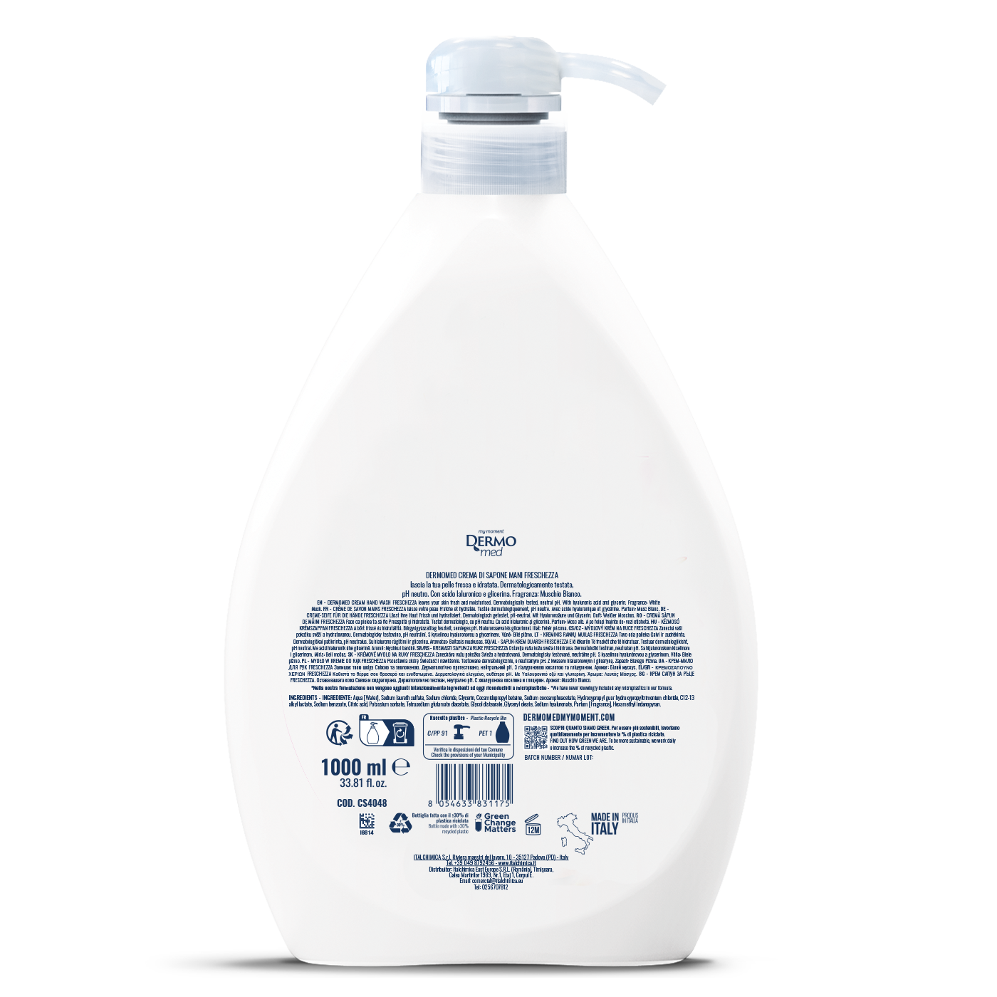 Tekuté mýdlo na ruce Dermomed Sapone Freschezza, s vůní bílého pzžma, 1 l