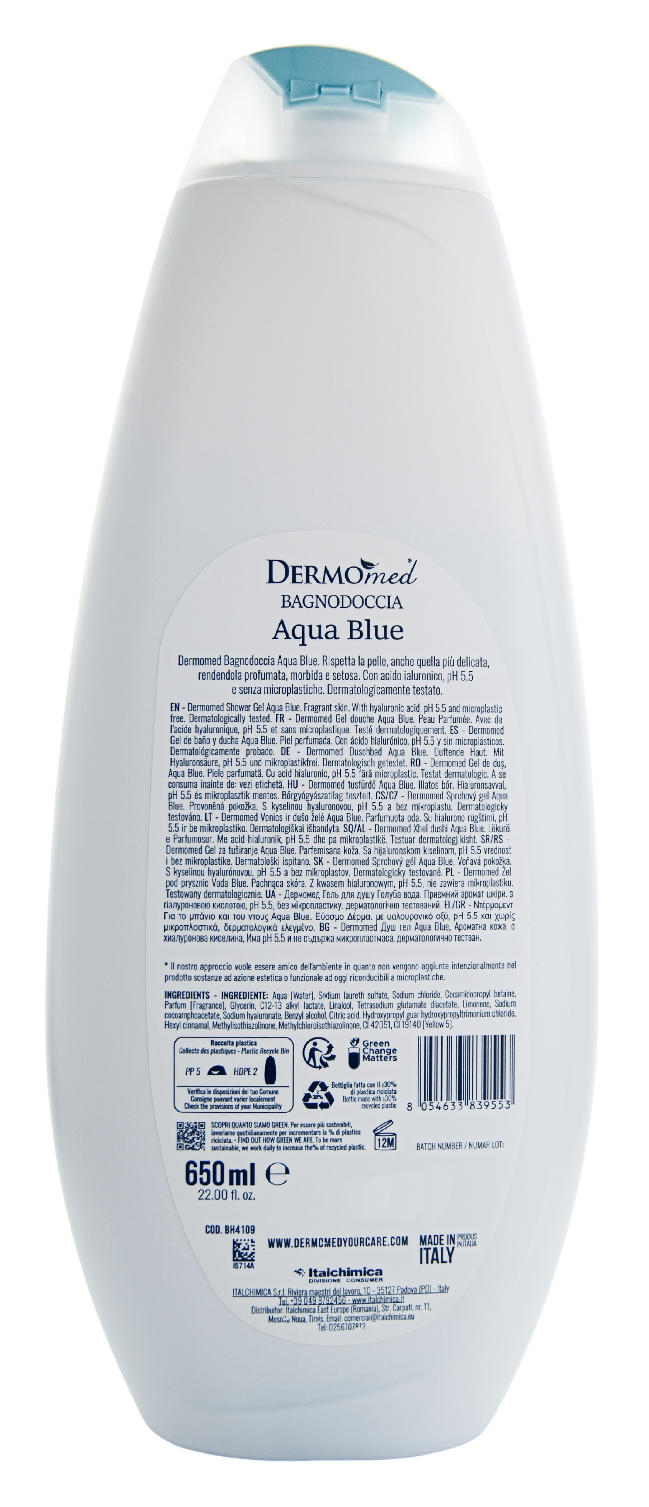 Sprchový gel Dermomed Bagnodoccia Aqua Blue, s vůní moře, 650 ml