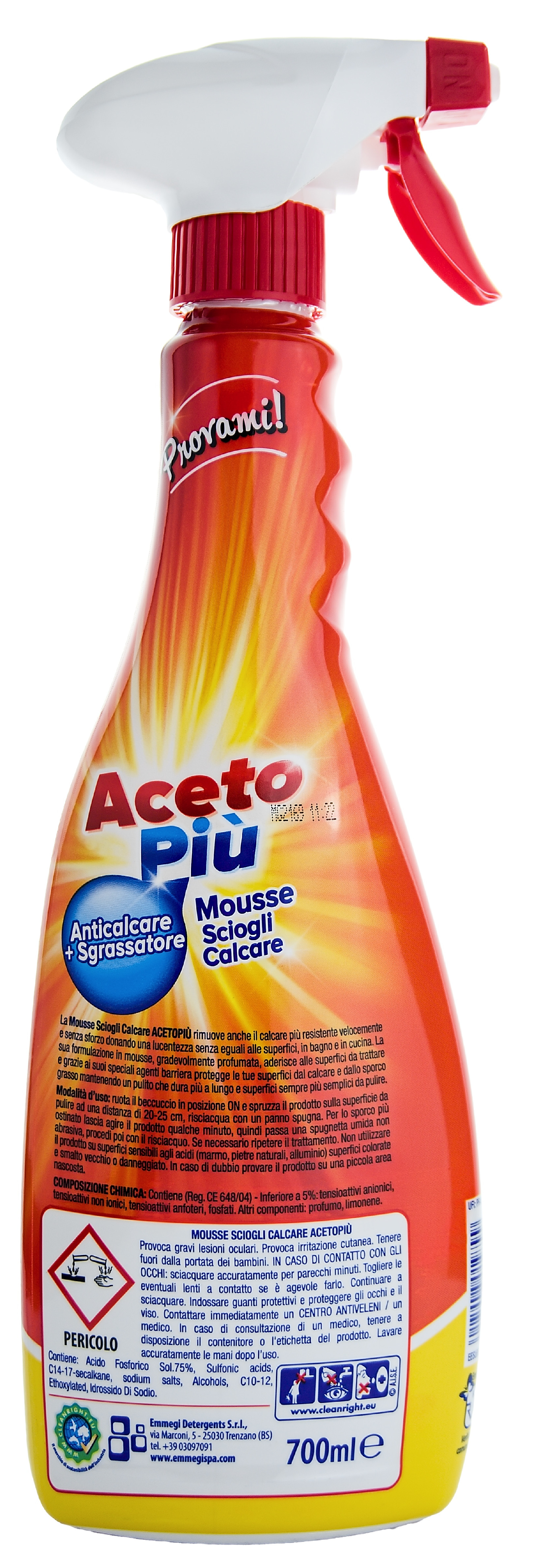 Pěna na čistění rzi a vodního kamene Aceto Piú Mousse Sciogli Calcare, 700 ml