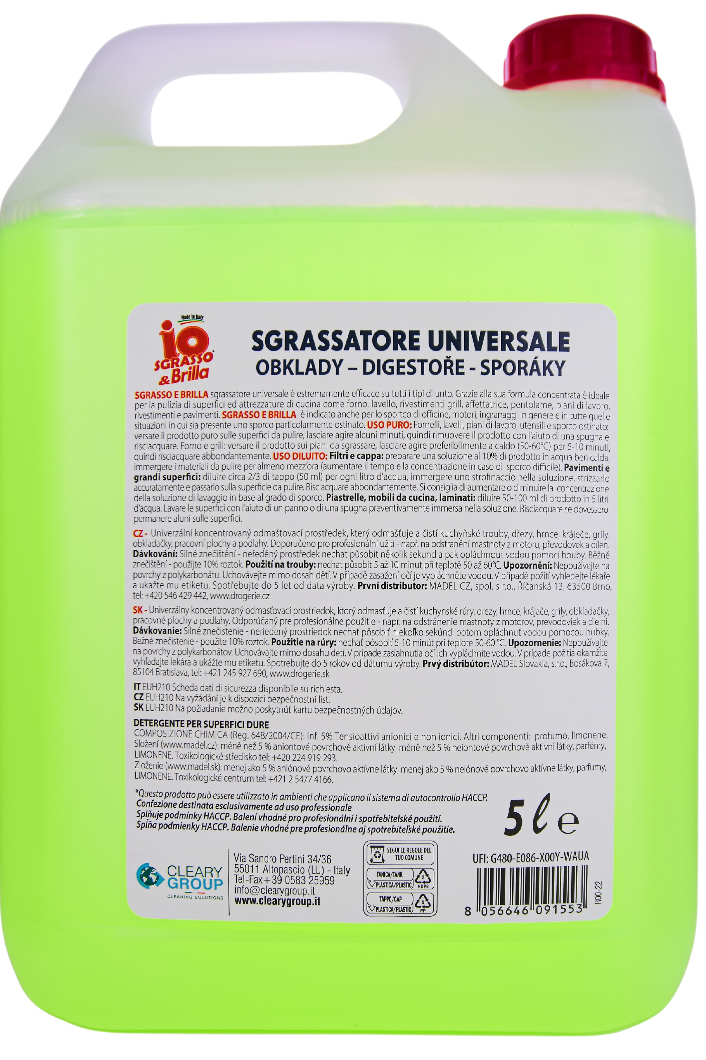 Odmašťovač Io Sgrasso & Brilla, 5 l