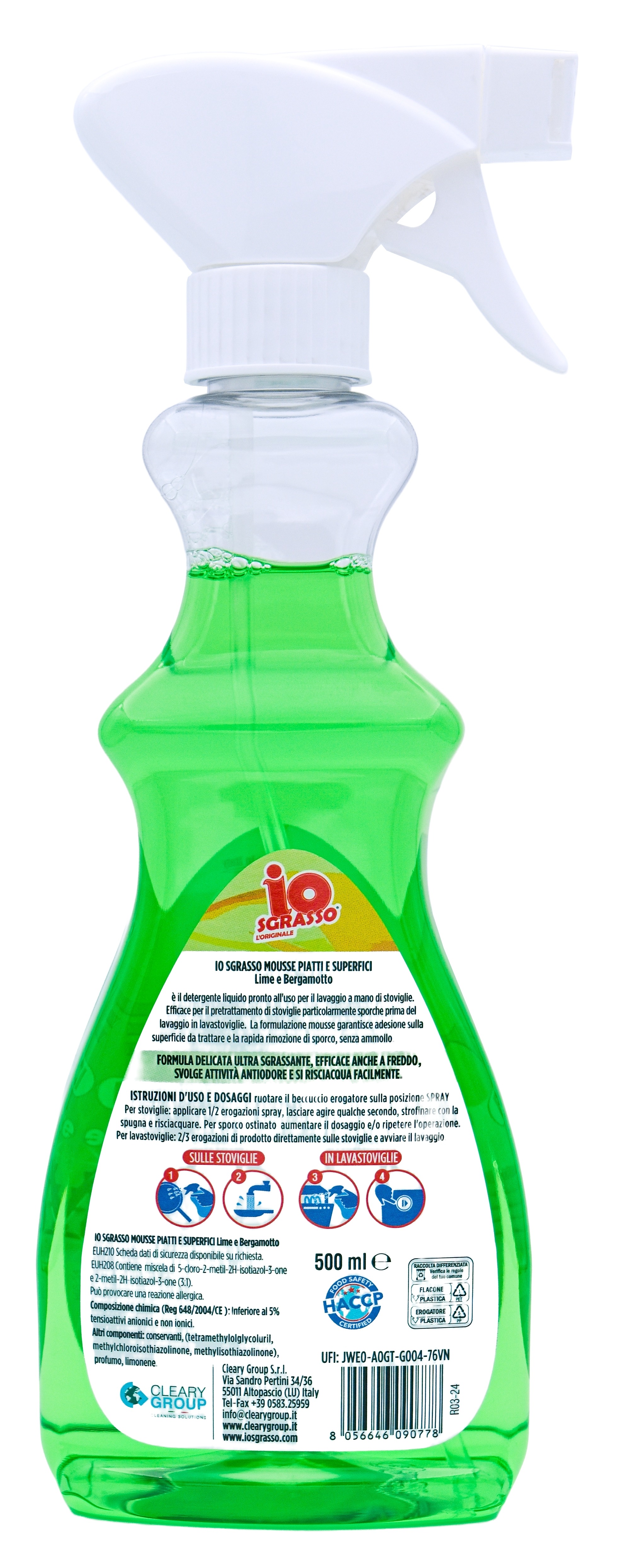 Prostředek na mytí nádobí IO SGRASSO MOUSSE PIATTI, 500ml