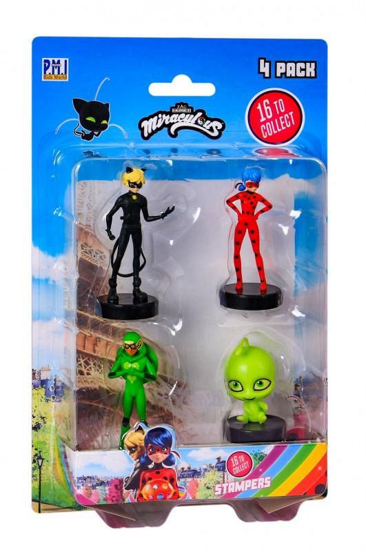 Miraculous: Beruška a Černý kocour- razítka 4 ks figurka Ast.